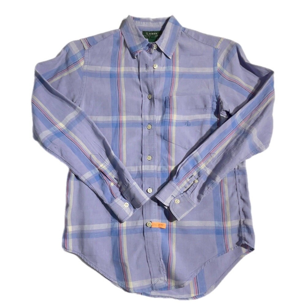 Lauren Ralph Lauren women's purple plaid button-down shirt Size P/P